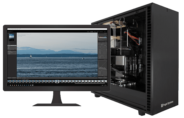 Workstation with Monitor Running Photo Editing Software